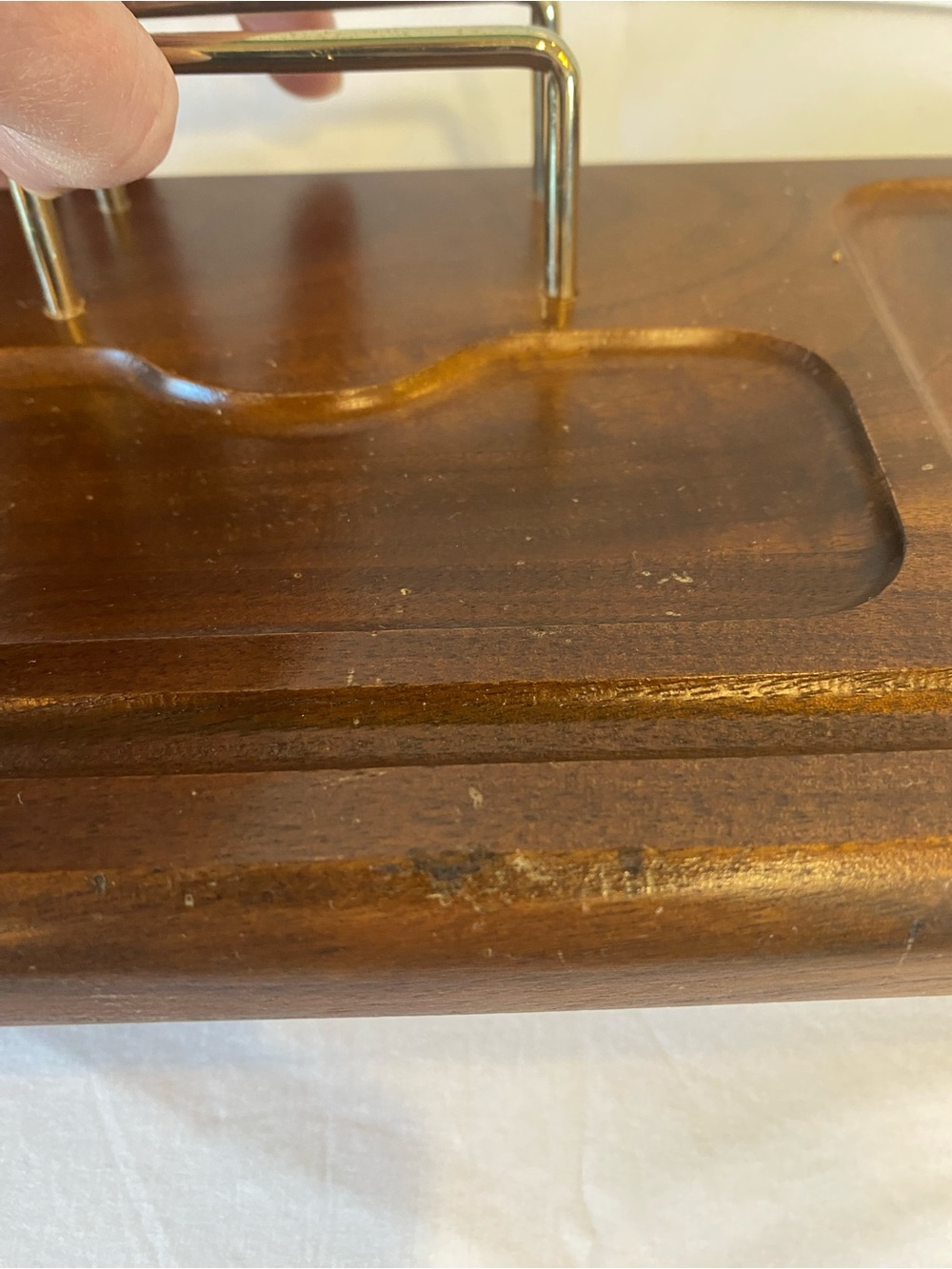 Mid Century Modern Solid Wood Carved Mens Dresser Valet Caddy Organizer storage - Picture 8 of 12